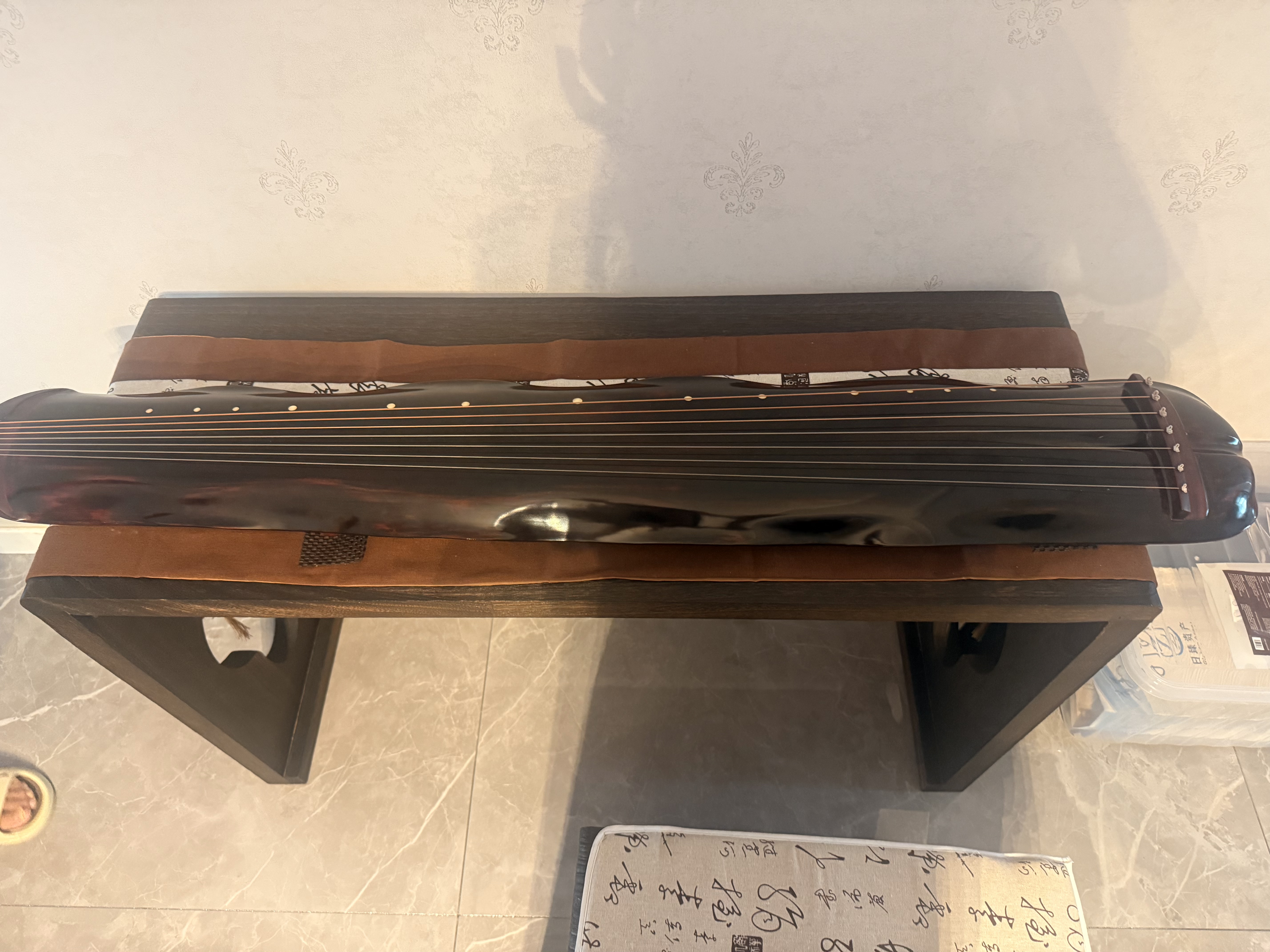 【新品★一流手工品古琴★純漆】鄭孟金監制　蕉葉式（バナナリーフ）演奏・収蔵級古琴 新品☆一流手工品古琴☆純漆】鄭孟金監制 蕉葉式（バナナリーフ）