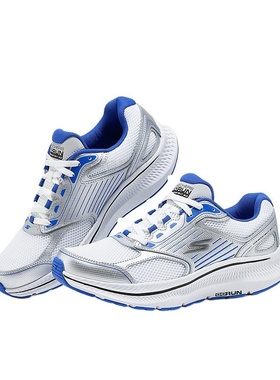 Skechers斯凯奇 MEN'S GO 舒适 网布 低帮跑步鞋 男款 白蓝色