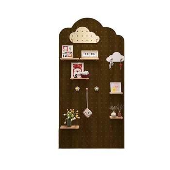 Medieval style solid wood hole board wall hanging clothes storage rack entrance wall storage rack hanging board partition