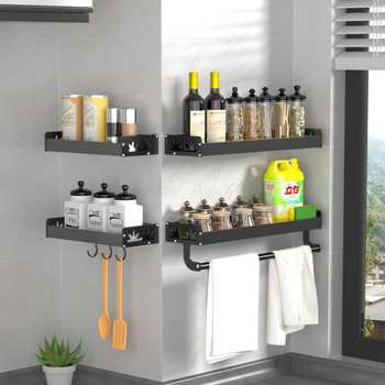 Thickened kitchen storage rack without punching wall hanging on wall seasoning rack triangle basket bathroom rack hook storage rack