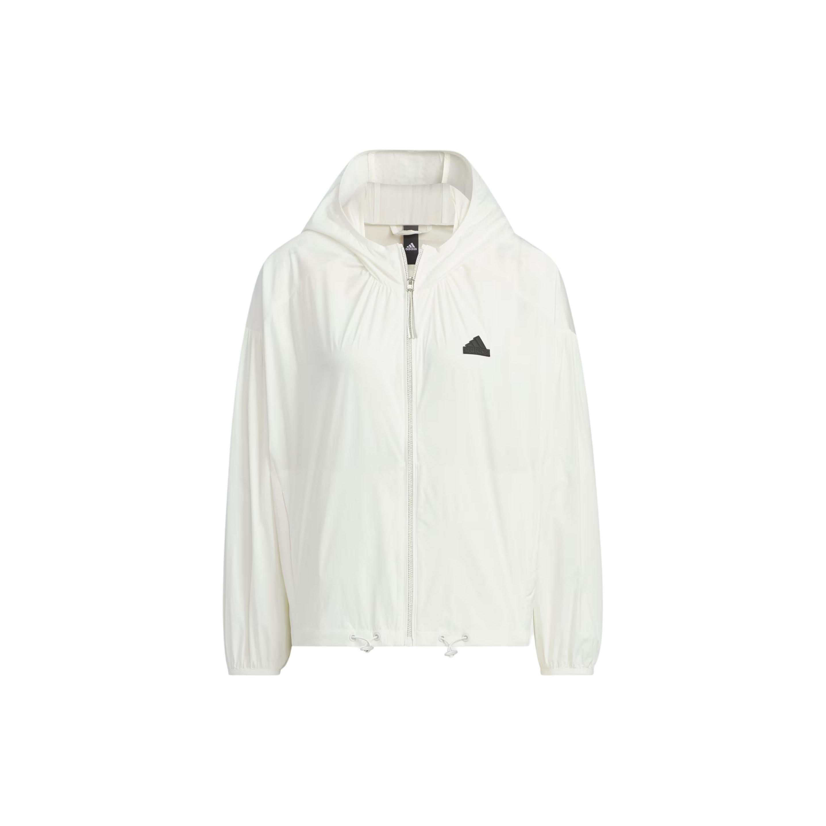 adidas WINDBREAKER 运动连帽夹克外套 女款 汉玉白