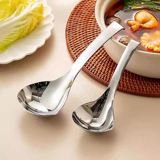 Food-Grade 316 Stainless Steel Spoon, Household Thickened Large Soup Spoon, Deepened Short-Handle Small Spoon for Serving Soup and Porridge