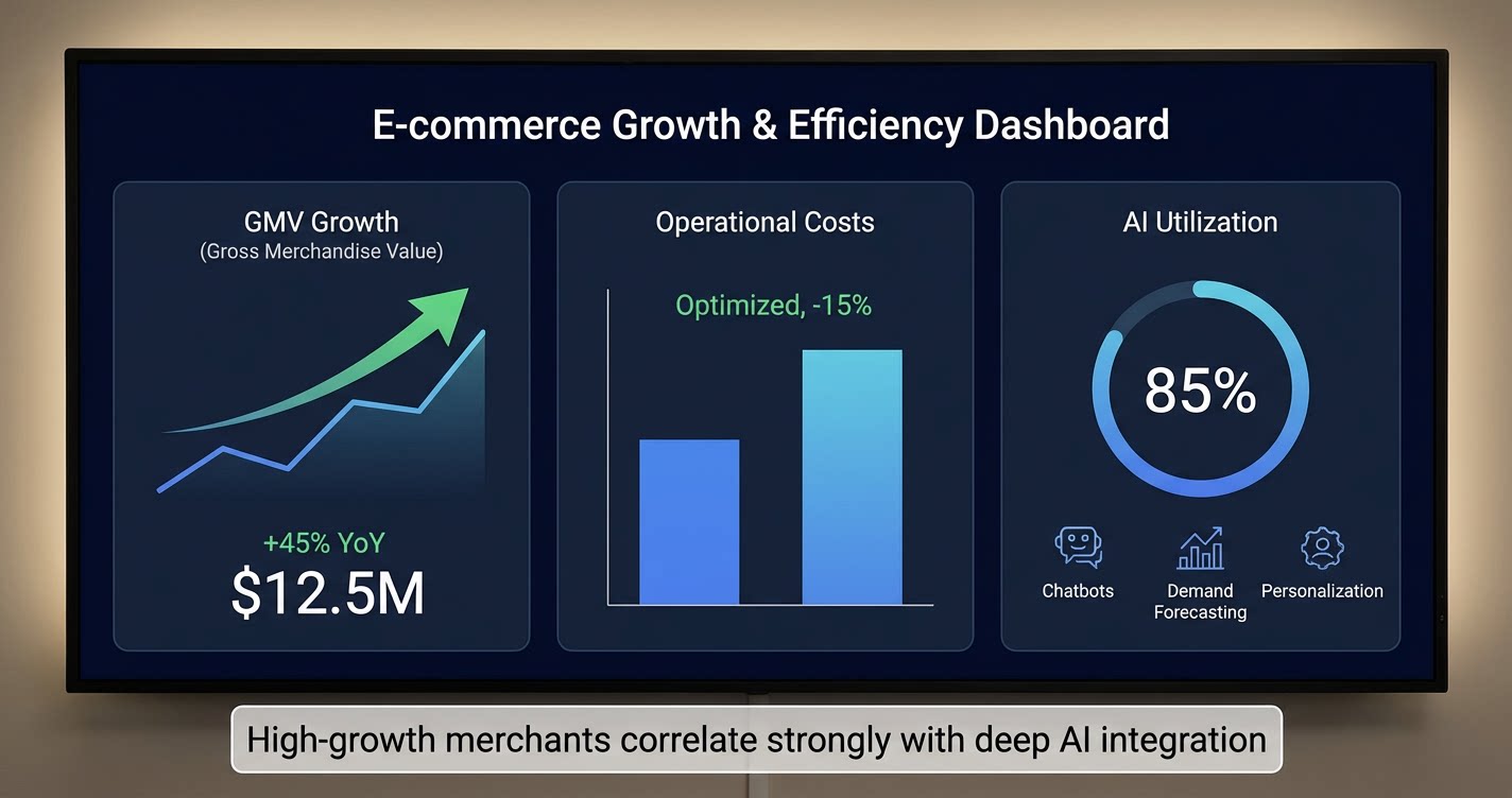 High-growth merchants correlate strongly with deep AI integration.
