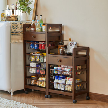 Movable multi-layer storage rack snack beverage layer drawer storage car household cart clip-on floor rack