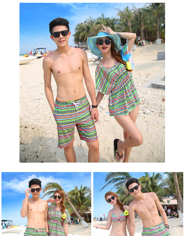 Cặp đôi mặc bikini che bụng áo tắm nữ bảo thủ bên bờ biển phù hợp với tuần trăng mật bãi biển ba mảnh phù hợp với đồ bơi cặp đôi - Vài đồ bơi đồ đôi nam nữ đi biển