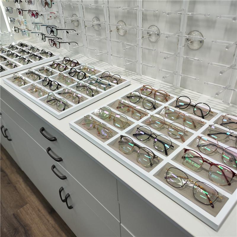 Optical Store Paint-Coated Beveled Wooden Tray Display Stand Display Props Glasses Storage Rack Sunglasses Sunglasses Case