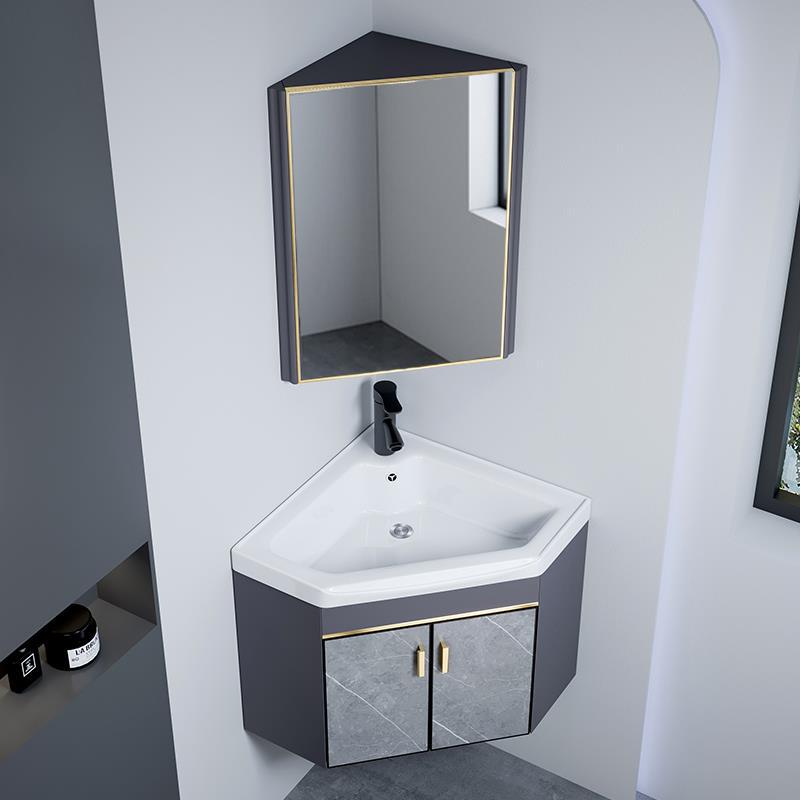 Small Triangular Bathroom Cabinet, Corner Wall-Mounted Washbasin, Washstand, Bathroom Corner Washbasin, Simple Design