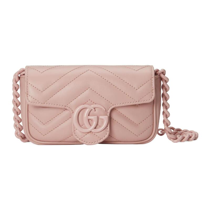 Gucci Gg Marmont Series Leather Shoulder Bag Waist Bag Regular Women's Model Light Pink
