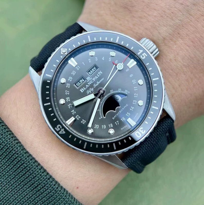 99% New Full Set 43mm Blancpain Fifty Fathoms Moon Phase 5054-1110-B52A Automatic Mechanical Men's Watch Genuine Product