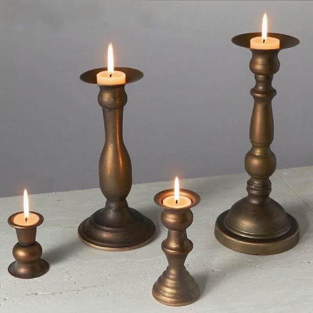 Retro European candlestick ornaments iron art living room dining table home candle holder photography props metal candle cup