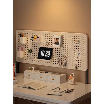 Desktop bookshelf hole board storage rack household vertical diy iron art storage rack student computer desk organizer