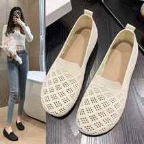 Mesh shoes 24 spring and summer old Beijing cloth shoes soft sole non-slip breathable single shoes flat heel light casual shoes mom shoes womens shoes
