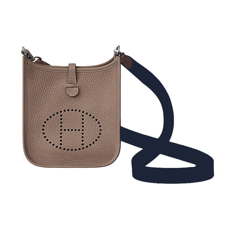 9.9 New Hermes Evelyne 16 Leather Elephant Gray Women's Mini Crossbody Shoulder Bag