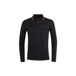 FW22 ARMANI Logo刺绣长袖 Polo衫 黑色 阿玛尼 男款 EMPORIO