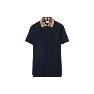 男款 Burberry博柏利 Polo衫 纯色竖排扣修身 藏青色 短袖