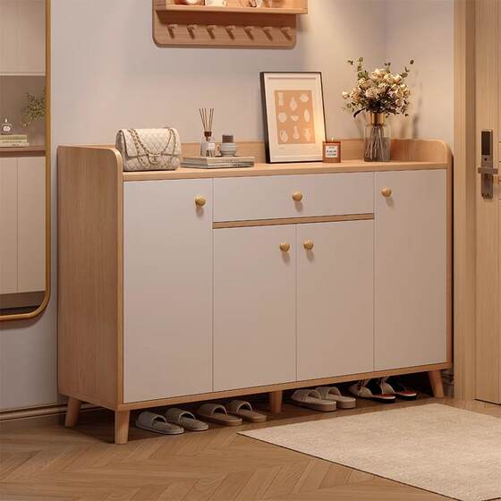 Solid Wood Shoe Cabinet for Home Entrance, 2025 New Model, Integrated Wall-Mounted Hallway Storage Cabinet, Shoe Rack for Elevator Entrance