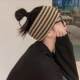 Knitted widened striped headband for autumn and winter, warm and versatile, western style, forehead protection letter patch, internet celebrity loose headgear for women