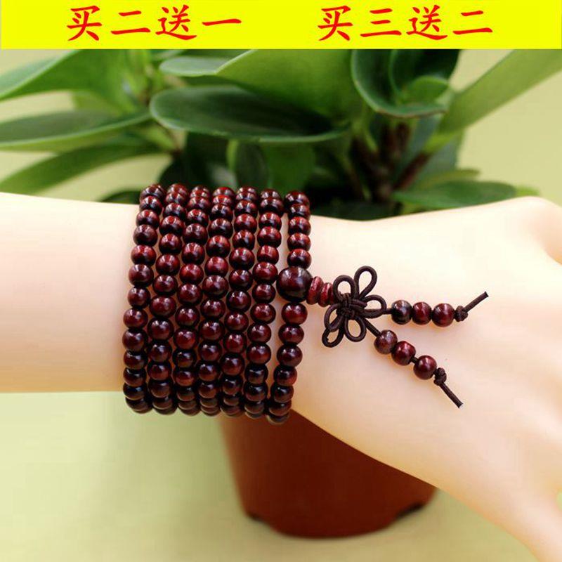 Sandalwood Small Buddha Bead Bracelet, Multi-Layered Red Sandalwood Buddha Bead Bracelet for Men and Women, 108-Piece Agarwood Wooden Bracelet