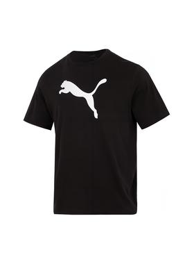 PUMA ACTIVE SS24品牌logo印花透气圆领套头短袖T恤 男款 黑色
