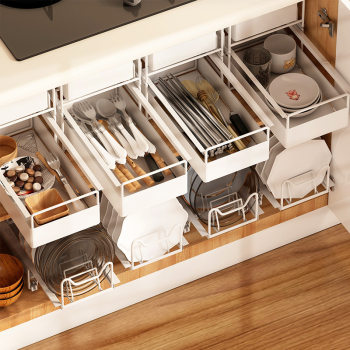 Kitchen countertop pull-out seasoning storage rack in cabinet multi-layer storage storage storage rack in sink storage rack