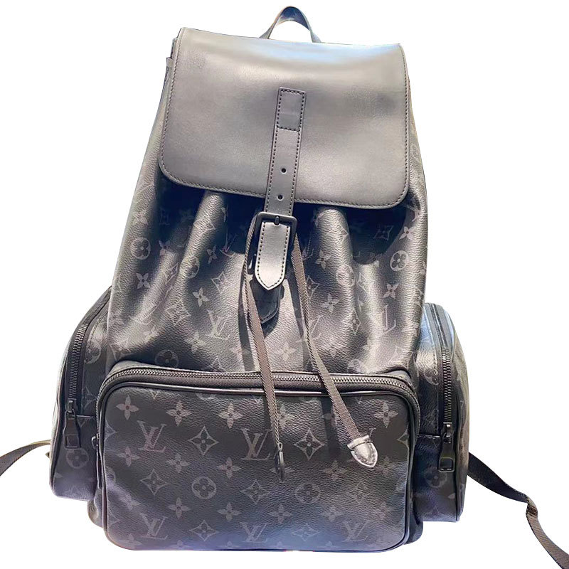 [98 New] Lv Louis Vuitton Black Flower Trio Black Warrior Backpack Men's Bag Authentic Bag Men's Backpack