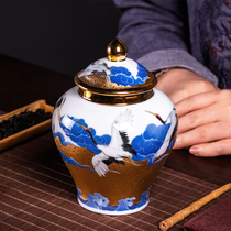 999 gold to build the province master Xiao Jianhui hand painted upscale moisture-proof sealing crane sushi tea leaf jars swaying pieces
