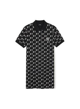 MLB mlb老花 SS24 纽约洋基队 满印POLO领直筒运动短袖连衣裙