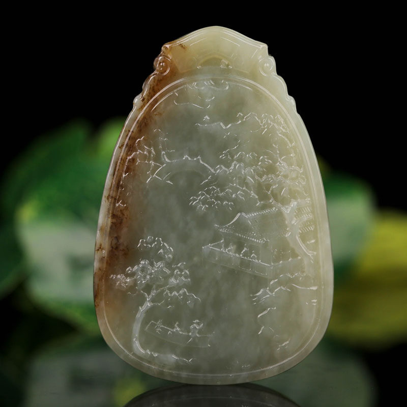 64 57g and Tian Yu carving hang piece of bridge pipeline for men and women jade pendant