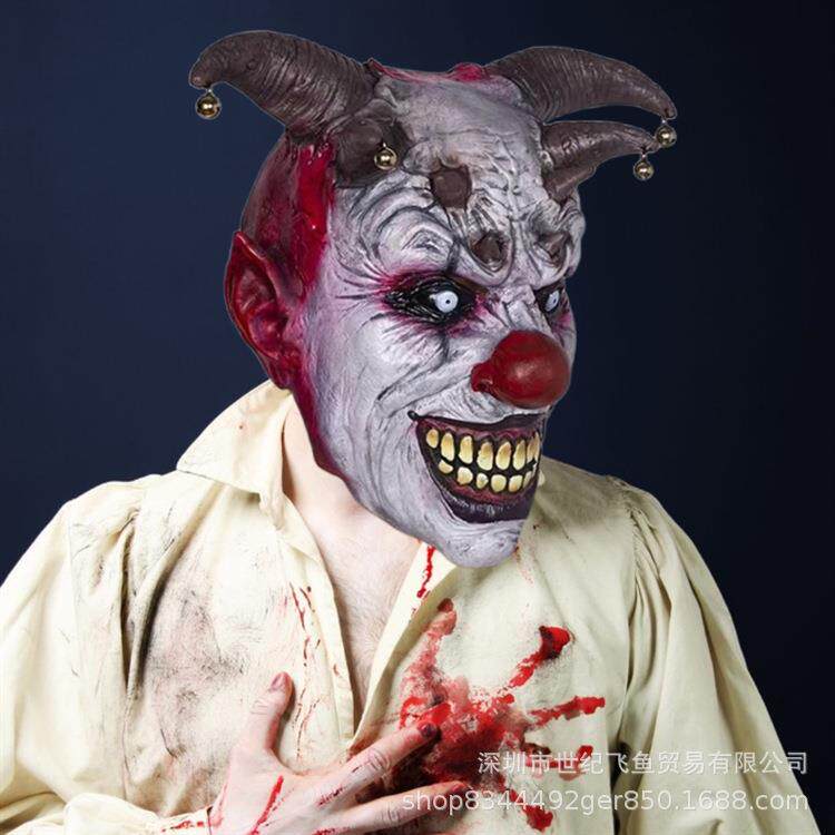怖いベルピエロのラテックス製ヘッドギア ハロウィン 笑顔のピエロマスク コスチューム パーティー フェスティバル パフォーマンス小道具