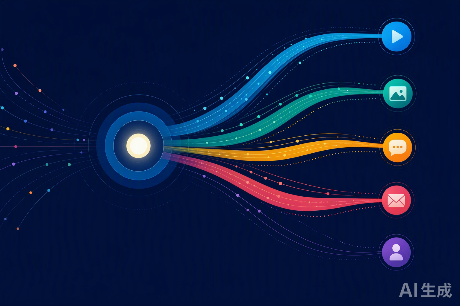 Content distribution from hub to multiple channels