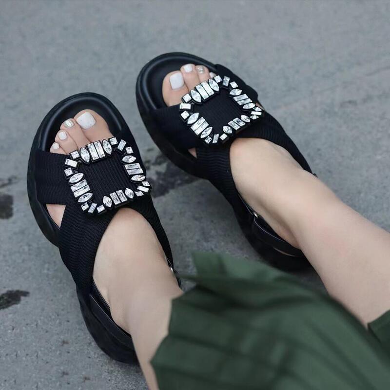 【High-End Version】New Women's Sandals, Rhinestone Buckle, Sports Casual Shoes, Thick-Soled, Height-Increasing 【High-End Version】New Women's Sandals, Rhinestone Buckle, Sports Casual Shoes, Thick-Soled, Height-Increasing
