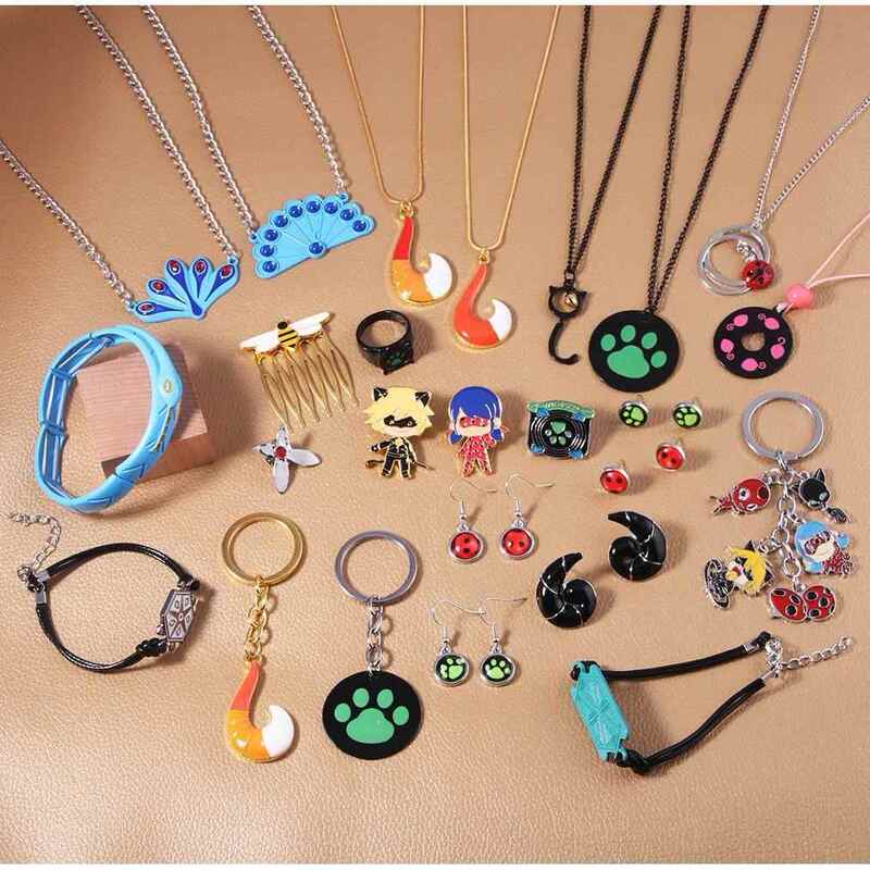 Miracle Girl's Miko Fantasy Earrings Toy Miracle Treasure Box Peripheral Black Cat Roar Accessories Collection Ladybug Miracle Girl's Miko Fantasy Earrings Toy Miracle Treasure Box Peripheral Black Cat Roar Accessories Collection Ladybug