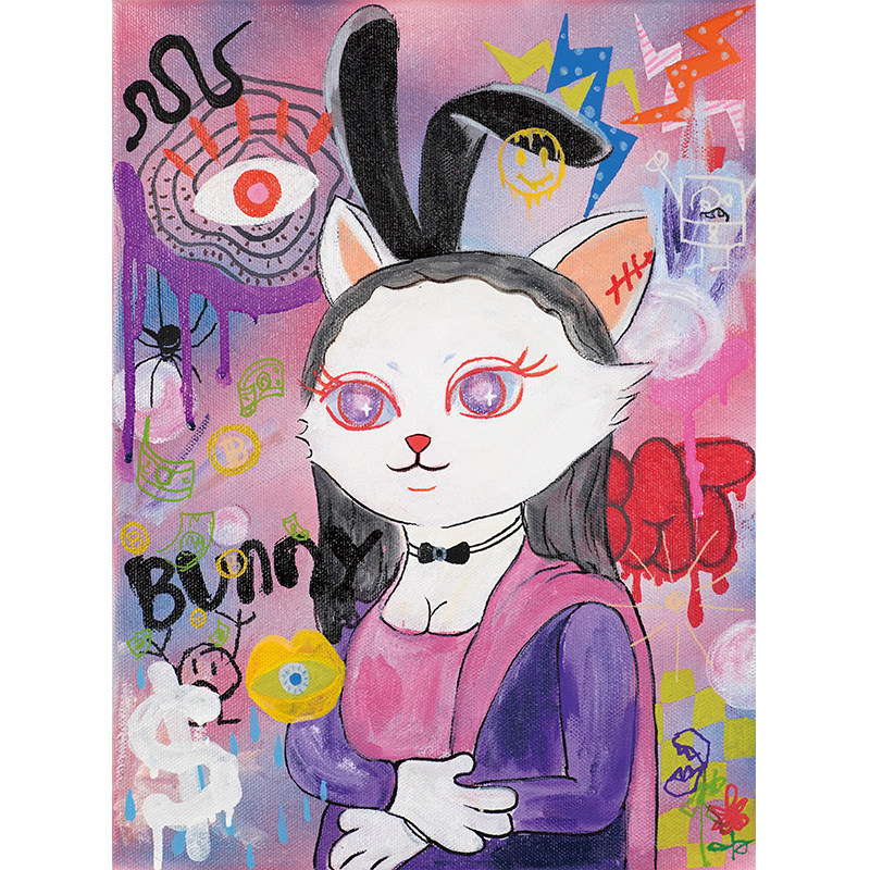 Limited edition of the Guo - tide artist Chen Cat - face (rabbit girl Mona Lisa)