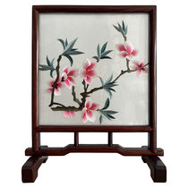 Fine Su broderie double face broderie pure main Su Gong poli palissandre table écran Blooming ornements