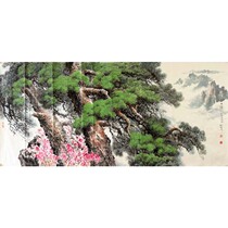 2014年朝鲜风景国画大幅一级画家方成姬《松树》客厅装饰收藏