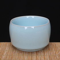Ru porcelain azure glaze meditation cup Wang Zhenyu Henan Province arts and crafts master agate glaze capacity 80 ml