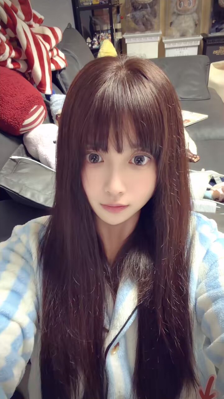 真我黑长直漫画齐刘海假发套 全真发整顶设计 自然隐形无痕贴合 长发飘逸顺滑