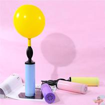 Latex aluminum film balloon hand push inflatable pump macaron color air pump swimming ring balloon blowing portable tool