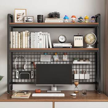 Desktop bookshelf desk storage rack multi-layer wrought iron rack student computer desk table internet celebrity with hole board