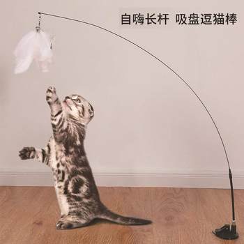 Powerful suction cup cat teasing stick, self-stimulating, detachable long pole cat teasing stick, pet cat and cat boredom relief pet toy