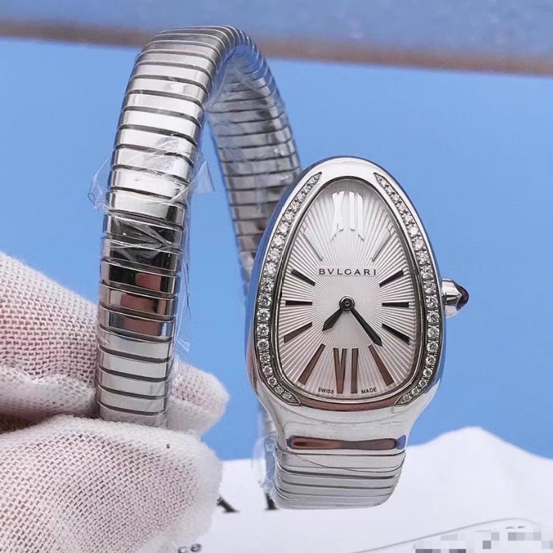List Price 87,200】Box and Papers, 98% New, 35mm Bvlgari Original Diamond Snake Watch 101816, Quartz Women's Watch, Genuine List Price 87,200】Box and Papers, 98% New, 35mm Bvlgari Original Diamond Snake Watch 101816, Quartz Women's Watch, Genuine