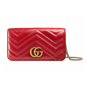 9.9 Marmont系列皮革红色女款 迷你单肩斜挎包 9.5新GUCCI古驰