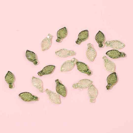 10 Japanese-Style Versatile Green Transparent Small Leaf Acrylic DIY Handmade Jewelry Earring Accessories Materials
