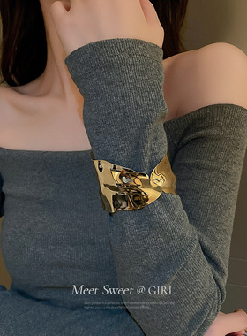 欧美不规则金色手镯女金属夸张个性手环手饰手臂手腕配饰臂环首饰