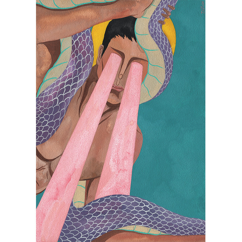 (Bottom Price Picks Up) New Sharp Tide Illustrator Green Hills Cloud (Male Color 3) Limited Edition Painting-Taobao