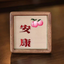 Purely handmade Suzhou embroidery walnut small ornaments Ankang home decoration ornaments collection and gift giving