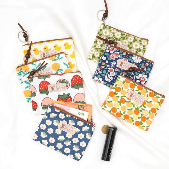 Square cotton small fresh money bag placing cards for female student coin purse women's soft card bag small cloth bag pocket bag