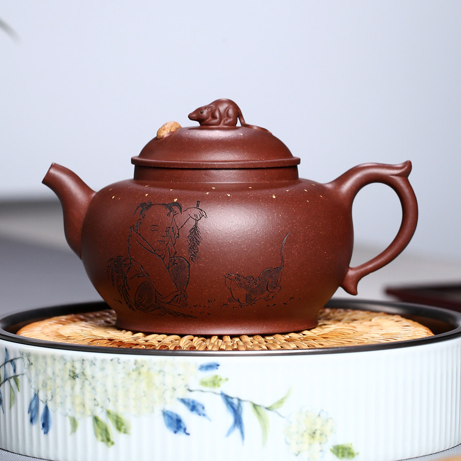 Big promotion specials Guogong Chu teacher all handmade Wugu Fengdeng raw ore purple mud 370cc famous purple sand pot