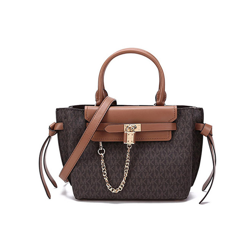 Michael Kors Mk Hamilton Legacy Monogram Logo All-Over Print Chain Handbag