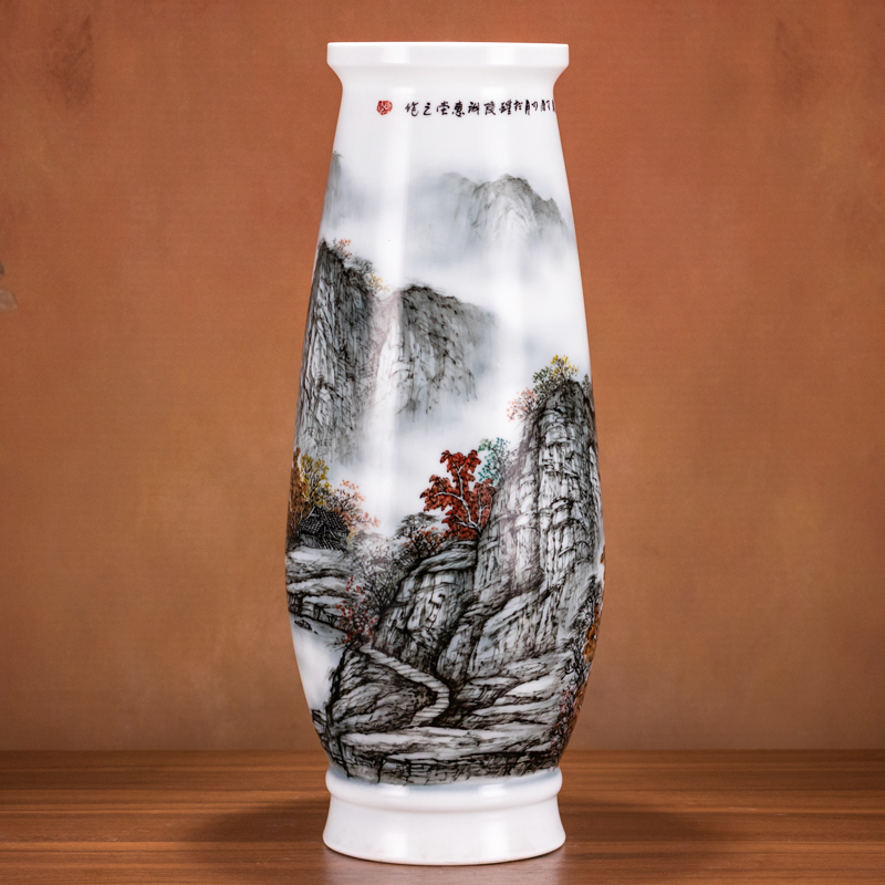 Original master hand-painted glazed under color vase Bogu frame swing piece delivery decoration book room Living room Flower insertion Xie Huitang for work